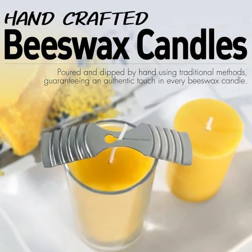 Zoom sur Bougies piliers cire d'abeille naturelles, 100% faites main, longue durée