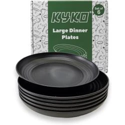 Assiettes plates noires réutilisables, incassables, qualité alimentaire