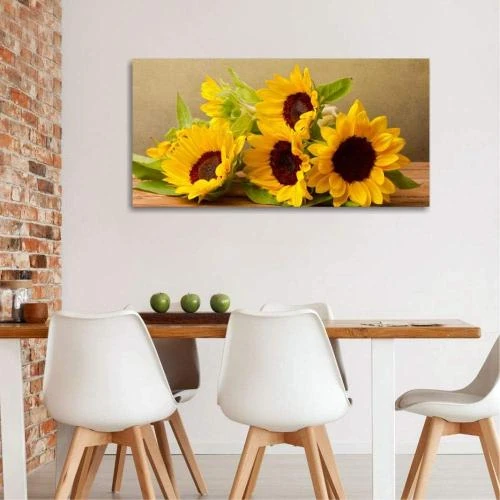 Détail de Tableau moderne fleurs jaunes, impression toile, décor mural