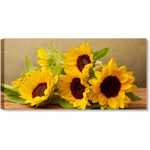 Tableau moderne fleurs jaunes, impression toile, décor mural - Vue principale