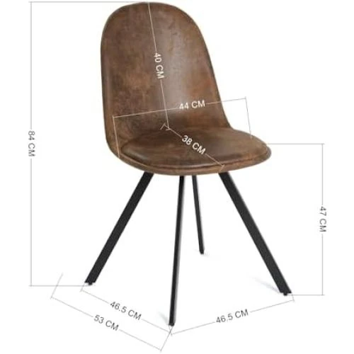 Zoom sur Lot Homy Casa: 4 Chaises Douces Dossier Métal pour Salle à manger