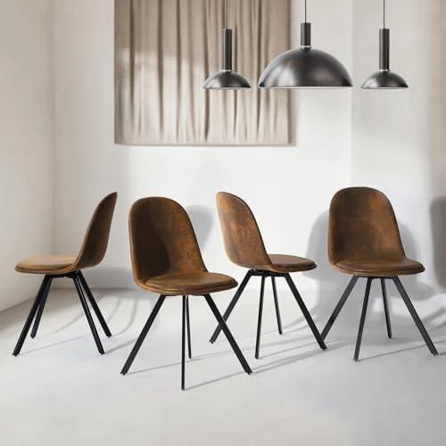 Détail de Lot Homy Casa: 4 Chaises Douces Dossier Métal pour Salle à manger