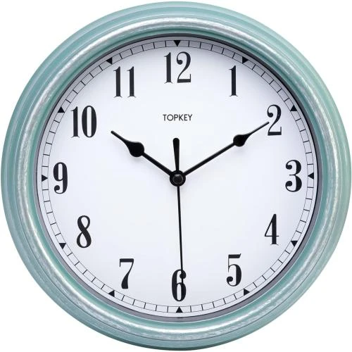 Horloge murale silencieuse antique, rétro, décoration vert - Vue principale