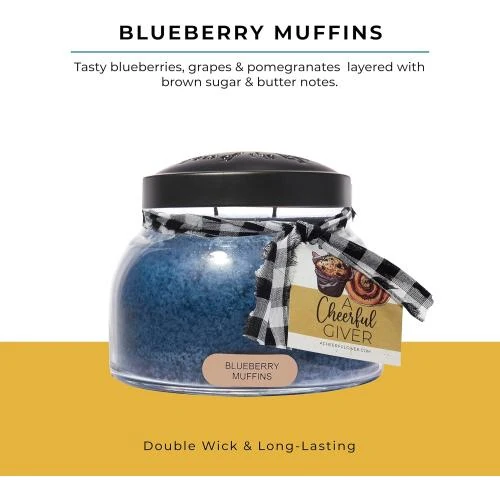 Détail de Bougie A Cheerful Giver Blueberry Muffins, Bleu