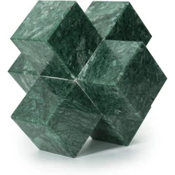 Sculpture géométrique marbre vert, ornements décoratifs modernes