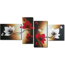 Wieco Art, peinture florale moderne, fleurs rouges, toile décorative