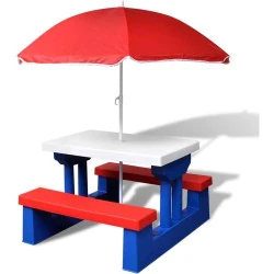Coil Mobilier Jardin Enfant, Table Exterieur Parasol Bleu