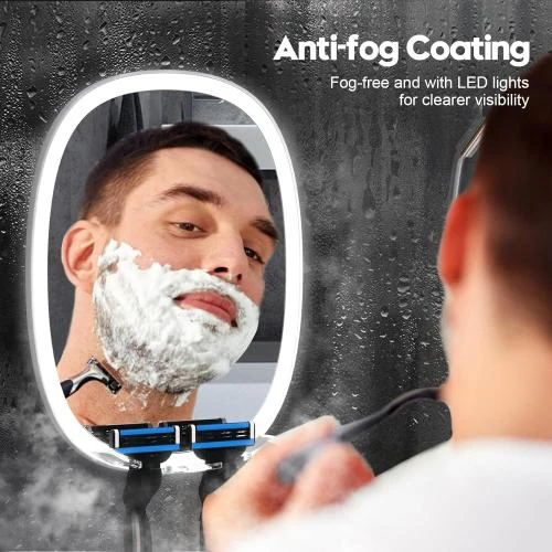 Détail de Miroir douche anti-buée LED, réglable, montage mural