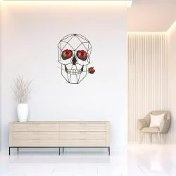 Décoration Murale Tête de Mort en Métal Noir, Squelette Romantique en situation
