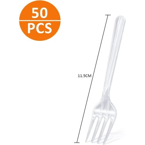 Détail de Fourchettes transparentes réutilisables, lot de 50 unités