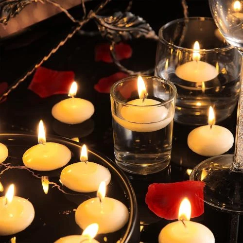 Détail de Bougies Flottantes Blanches Non Parfumées, 30 Pièces