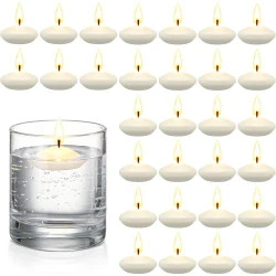 Bougies Flottantes Blanches Non Parfumées, 30 Pièces
