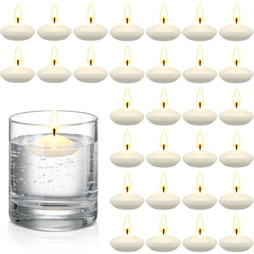 Bougies Flottantes Blanches Non Parfumées, 30 Pièces - Vue principale