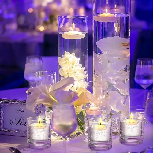 Zoom sur Bougies Flottantes Blanches Non Parfumées, 30 Pièces