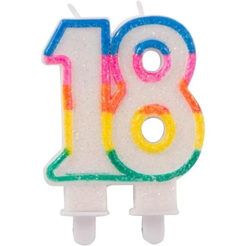 Bougies Paillettes 18 Ans Multicolore, Folat - Vue principale
