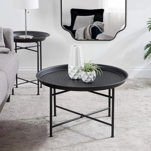 Zoom sur Table basse moderne Kate and Laurel, design sophistiqué, noir