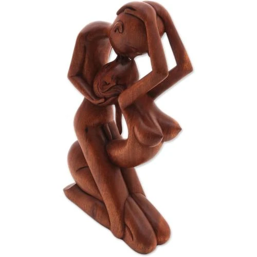 Détail de Sculpture Suar Marron Romantique, Embrassant, Décoration