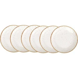 Assiettes Plates Rondes Porcelaine Blanche Rustico 6pcs
