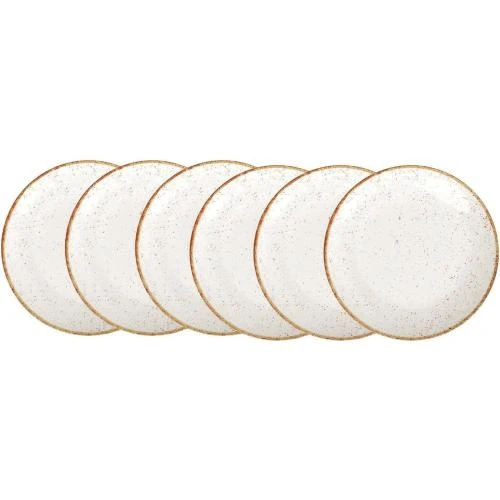Assiettes Plates Rondes Porcelaine Blanche Rustico 6pcs - Vue principale