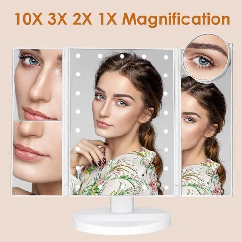 Détail de Miroir maquillage LeeWent lumineux, tactile, trois volets