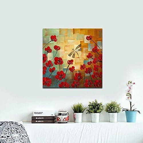 Détail de Peinture huile sur toile libellule Wieco Art, décoration