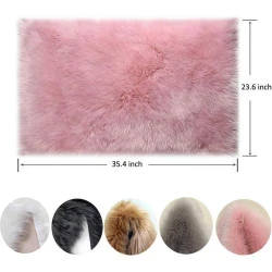 Tapis en Fourrure Synthetique Rose, Luxe Laine Cozy en situation