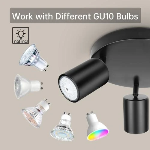 Zoom sur Dehobo Plafonnier GU10, Spot Orientable Moderne Noir Mat
