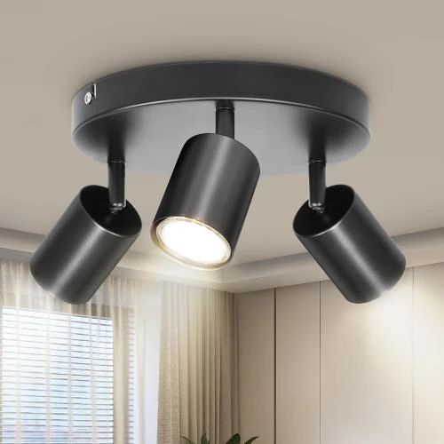 Dehobo Plafonnier GU10, Spot Orientable Moderne Noir Mat - Vue principale