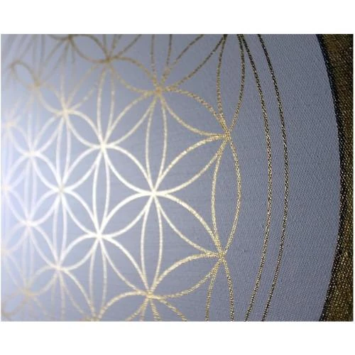 Détail de Œuvre murale dorée Fleur de Vie, peinture acrylique artisanale