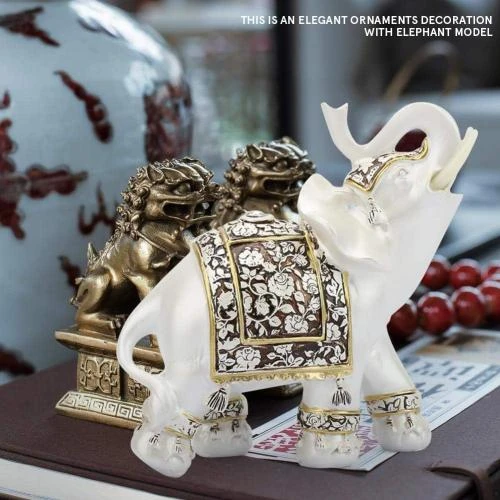 Détail de Statue Éléphant Blanc Vintage HEEPDD, Décoration Chanceuse