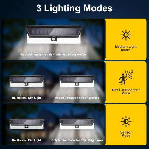 Zoom sur Lampe solaire extérieur 118 LED, détecteur mouvement, étanche