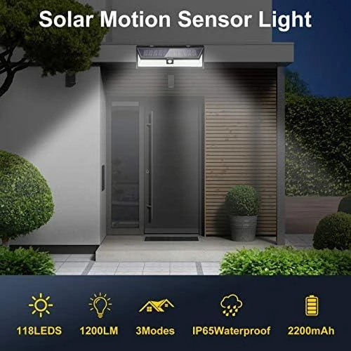 Détail de Lampe solaire extérieur 118 LED, détecteur mouvement, étanche