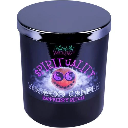 Détail de Bougie Voodoo Naturally Wicked, poupée vaudou, cristal