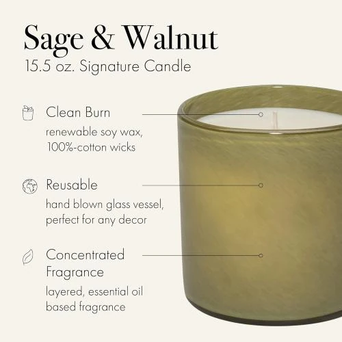 Détail de Bougie parfumée Lafco New York, cire, verre, vert