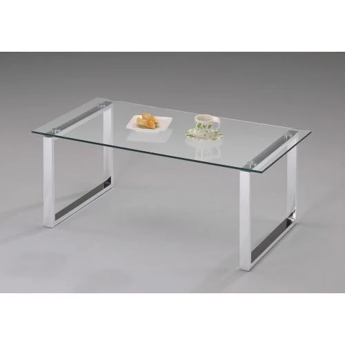 Zoom sur Table basse moderne Kings Brand, finition chromée, verre