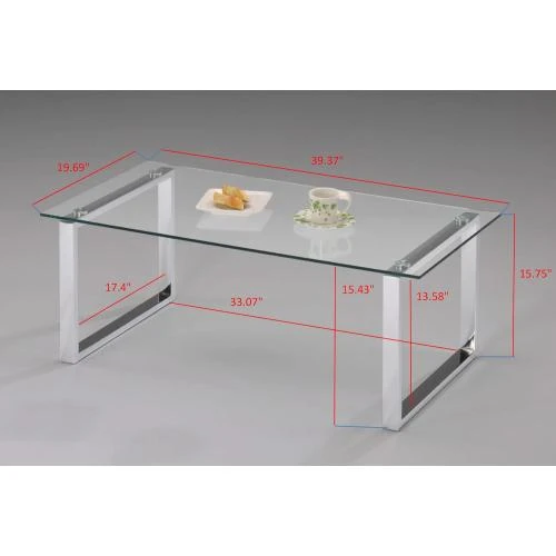 Détail de Table basse moderne Kings Brand, finition chromée, verre