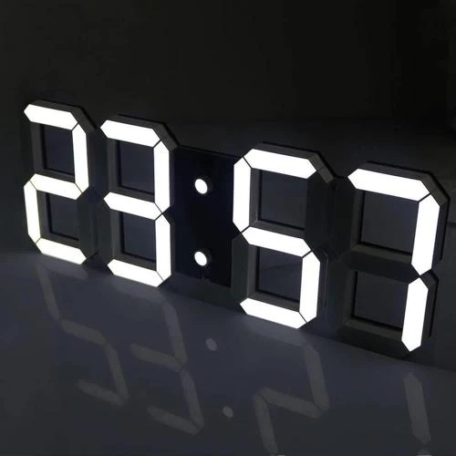 Détail de Horloge Murale Numérique LED 3D, Réveil USB Lumineux