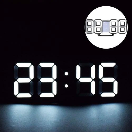 Horloge Murale Numérique LED 3D, Réveil USB Lumineux - Vue principale