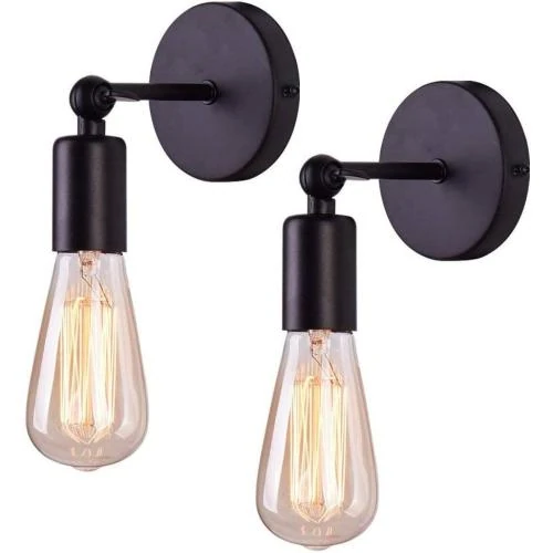 Appliques Murales Vintage Industrielles Noires, Luminaire Retro - Vue principale