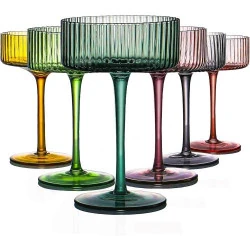 YOUKI Verres à Martini Vintage Cristal Coloré, 6 pièces