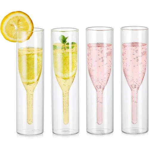 Flûtes à champagne Inweder, cristal, double paroi, transparent - Vue principale