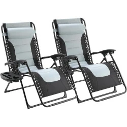 LIFERUN Chaises Longues Pliables, Transats Jardins, Porte-gobelet