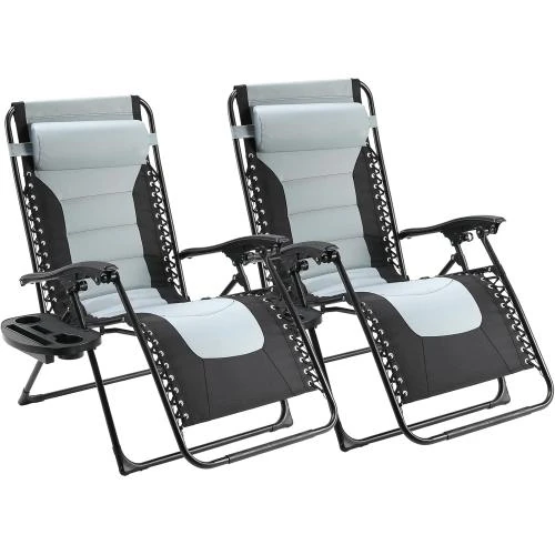 LIFERUN Chaises Longues Pliables, Transats Jardins, Porte-gobelet - Vue principale