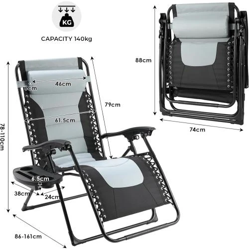 Zoom sur LIFERUN Chaises Longues Pliables, Transats Jardins, Porte-gobelet