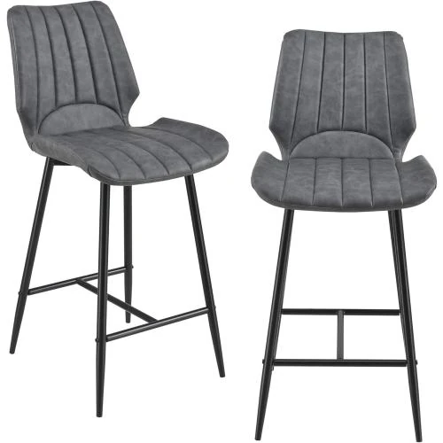 Tabourets de Bar en.casa, Housse Similicuir Gris Foncé - Vue principale
