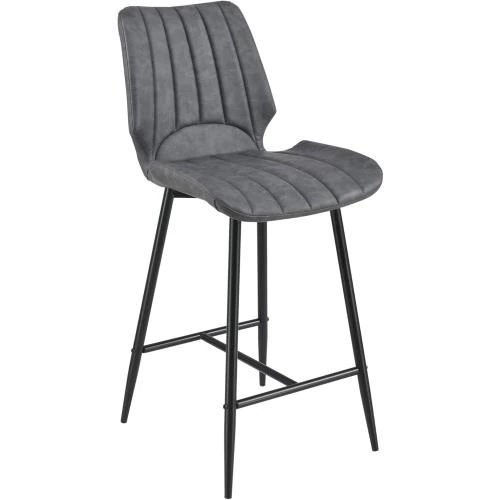 Détail de Tabourets de Bar en.casa, Housse Similicuir Gris Foncé
