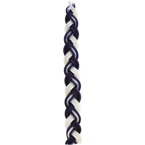 Bougie Havdalah tressée cire d'abeille Majestic Giftware, Bleu Blanc - Vue principale