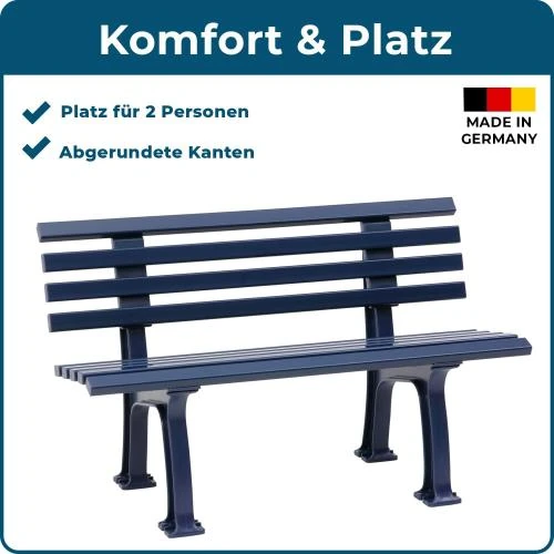 Zoom sur Banc extérieur Blome, Plastique 9 lames, Bleu Acier