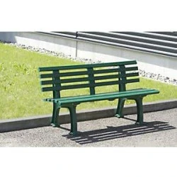 Banc extérieur Blome, Plastique 9 lames, Bleu Acier en situation