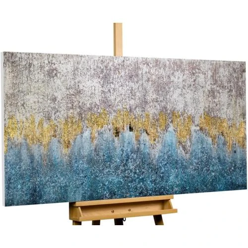 KunstLoft Tableau peinture moderne abstrait bleu gris - Vue principale